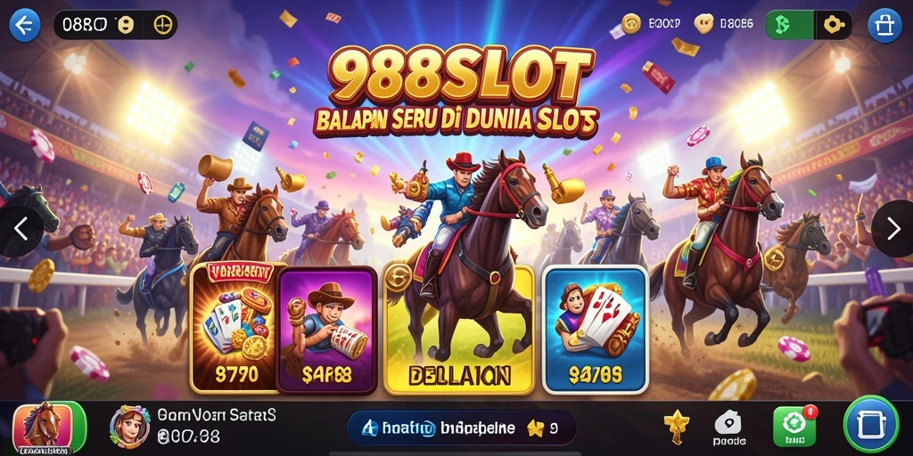 Tampilan gameplay balapan seru dalam 988SLOT.