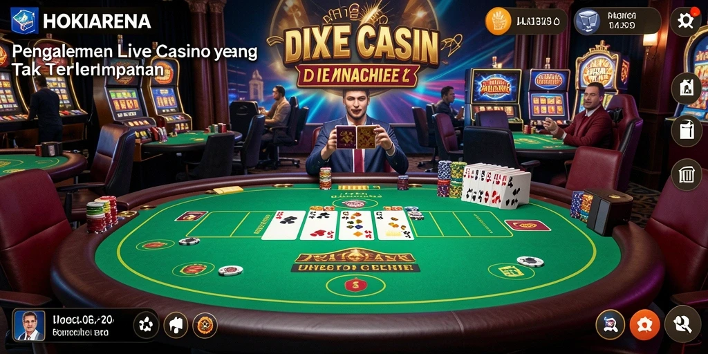 Screenshot gameplay HOKIARENA menampilkan suasana kasino yang menegangkan.