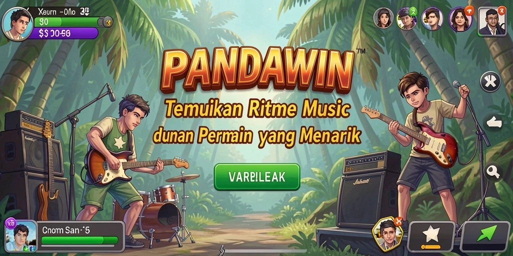 Gameplay seru di PANDAWIN dengan tantangan musik yang mendebarkan.