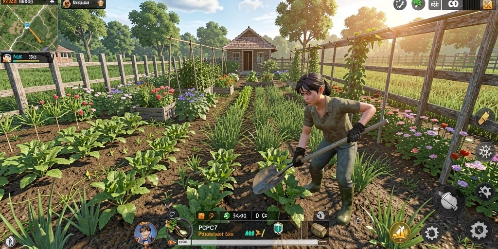 Screenshot utama game PCPC7 menampilkan petualangan pertanian yang seru.