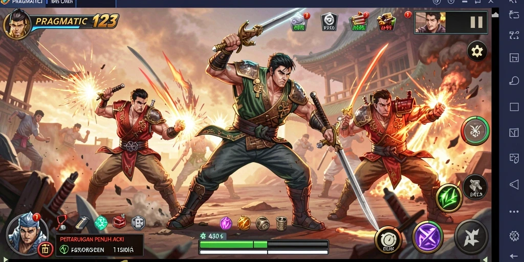 Screenshot gameplay PRAGMATIC123 yang menampilkan pertarungan seru.