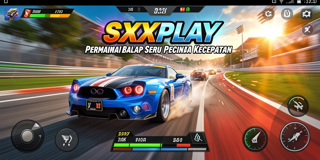 Tampilan gameplay SXXPLAY yang menegangkan dan penuh aksi balapan.